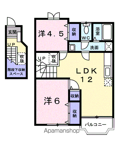 サニーハートⅠ(2LDK/2階)の間取り写真