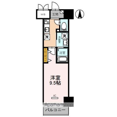ロージェ泉中央(1K/3階)の間取り写真