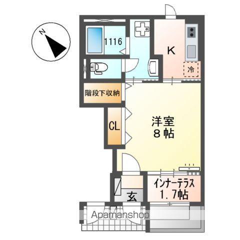 アムール香椎駅前Ⅱ(1K/1階)の間取り写真