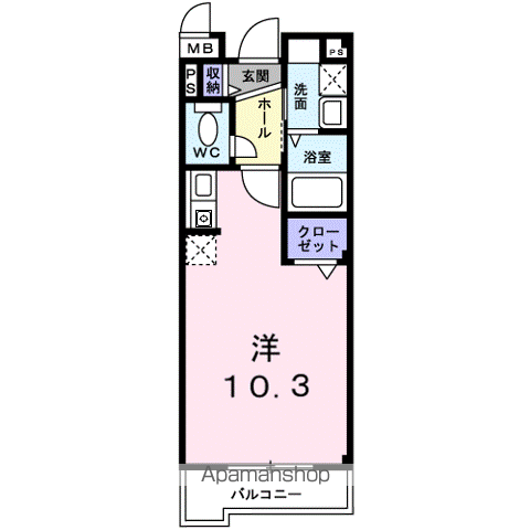 フィールドロード2(ワンルーム/3階)の間取り写真