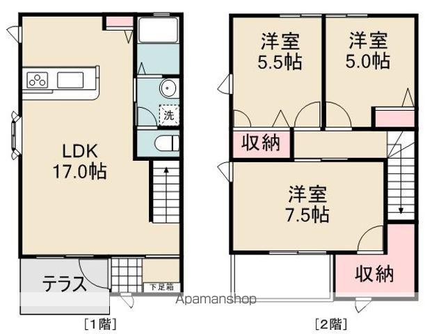 ヴィオレットガーデンC棟(3LDK/2階)の間取り写真