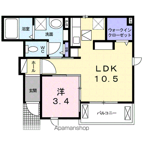 ディア ベルジュⅡ(1LDK/1階)の間取り写真