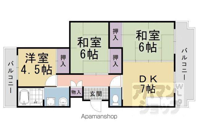洛西北福西市営(3DK/9階)の間取り写真