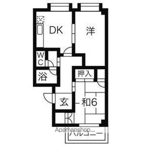 TDマンションPAULOWNIA(2DK/3階)の間取り写真