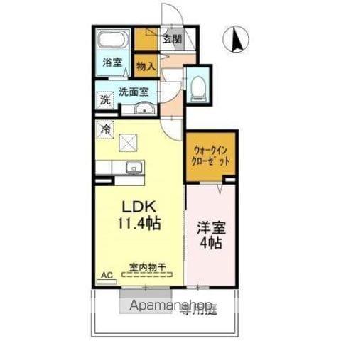 エアリアル・ガーデン(1LDK/1階)の間取り写真