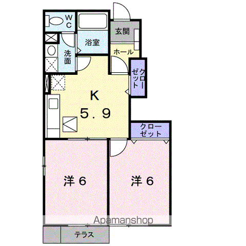 サニー・パラッツオA(2K/1階)の間取り写真