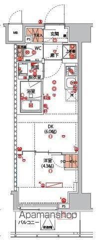 ハーモニーレジデンス新宿早稲田ザ・ガーデン(1DK/9階)の間取り写真