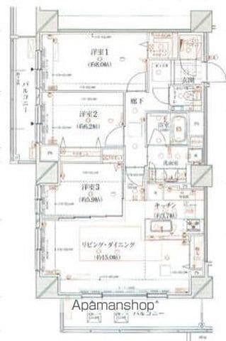 ユニーブル大通アルファスクエア(3LDK/14階)の間取り写真