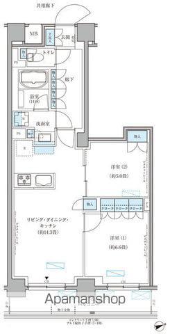 パークアクシス文京本郷(2LDK/2階)の間取り写真