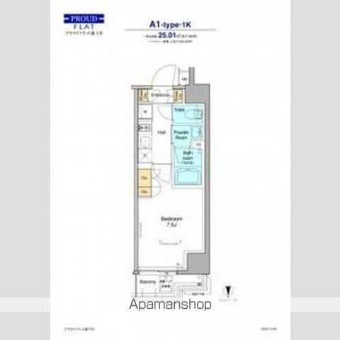 プラウドフラット森下Ⅳ(1K/6階)の間取り写真