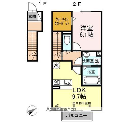 D-ROOM三方原A(1LDK/2階)の間取り写真