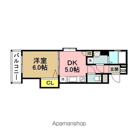 ピュアドーム博多ルネサンス(1DK/5階)の間取り写真