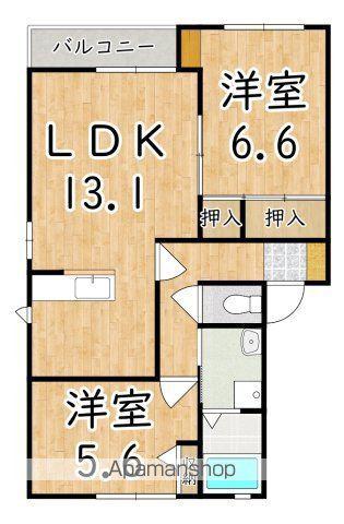 サニーソシアA棟(2LDK/1階)の間取り写真