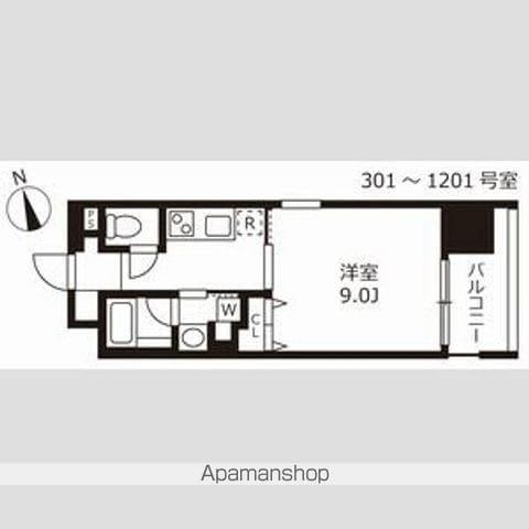 花の木ライズ(1K/4階)の間取り写真