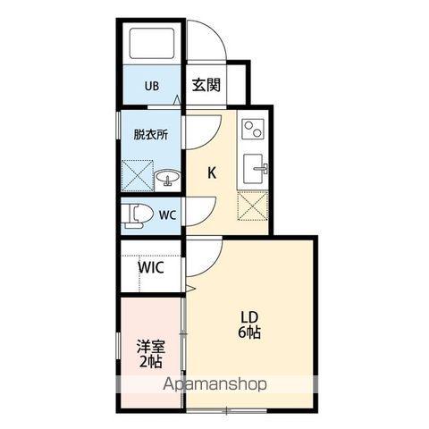 ROOMS白新町(2K/1階)の間取り写真