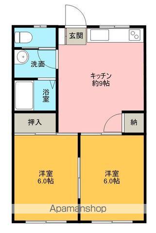 ローズハウス(2DK/1階)の間取り写真