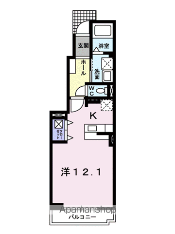 ジュネスつばき(ワンルーム/1階)の間取り写真