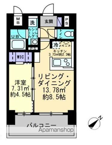 ルスト栗林町(1LDK/7階)の間取り写真
