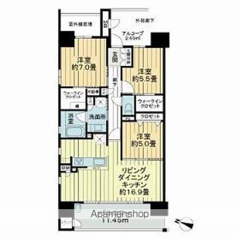 サーパス福山駅ザ・ガーデン(3LDK/6階)の間取り写真