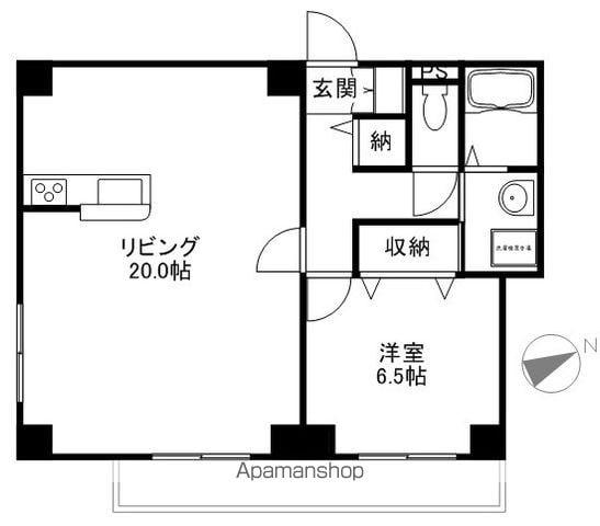 エルミナフラット堅田(1LDK/2階)の間取り写真