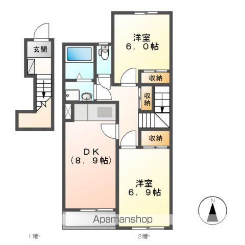 CASA 1(2DK/2階)の間取り写真