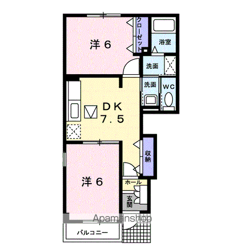 ル・ソレイユ(2DK/1階)の間取り写真