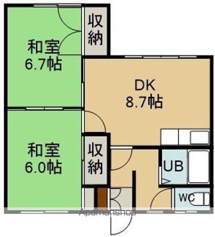 西浦アパート(2DK/2階)の間取り写真