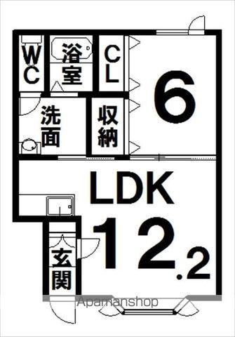 ソシエⅠ(1LDK/2階)の間取り写真