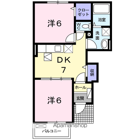 ポポロⅣ(2DK/1階)の間取り写真