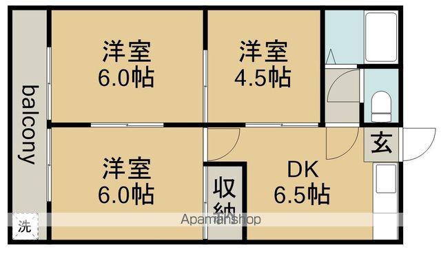 コーポ平林(3DK/2階)の間取り写真