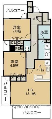 プレミスト静岡(2LDK/16階)の間取り写真