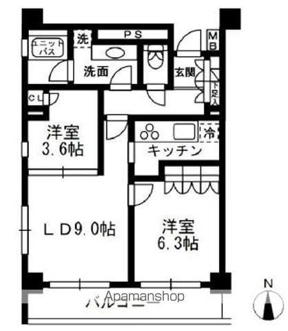レジディア中落合C(1LDK/7階)の間取り写真