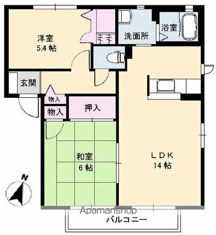 ハーブ上ヶ原Ⅱ(2LDK/2階)の間取り写真