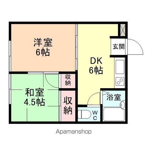 レヴール綾田A棟(2DK/2階)の間取り写真