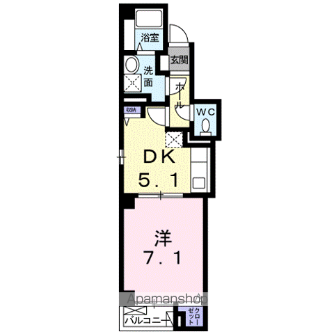 ヴィラ・グレイス浜大津(1DK/4階)の間取り写真