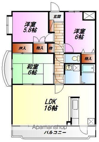 フロラシオン(3LDK/1階)の間取り写真