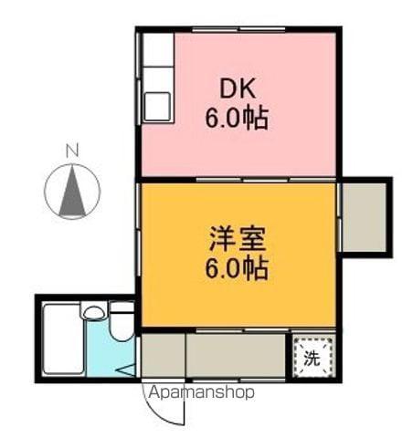 五百蔵アパート(1DK/2階)の間取り写真