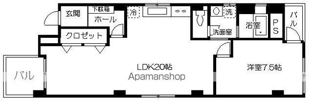 エトワール新屋敷(1LDK/2階)の間取り写真