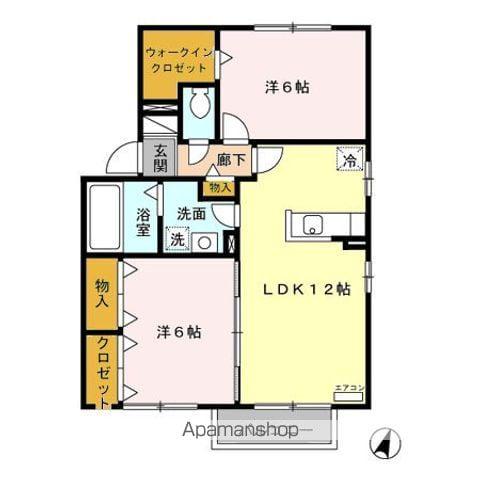 ベルデュール・ウィルモアAB(2LDK/2階)の間取り写真