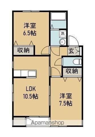 ピース11小松島(2LDK/1階)の間取り写真