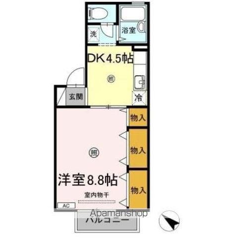 フロラシオン川内III(1DK/2階)の間取り写真