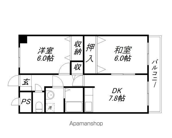ルミエールⅡ(2DK/2階)の間取り写真