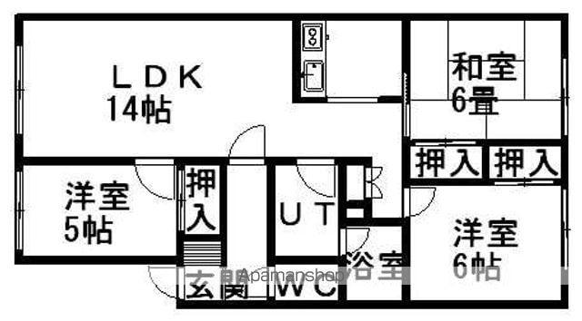 カネタハウスE(3LDK/2階)の間取り写真