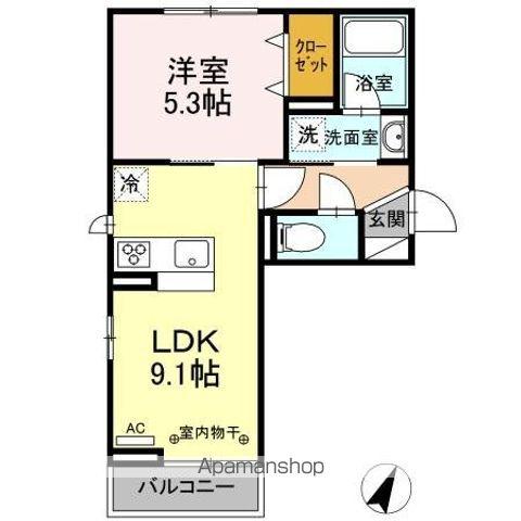 ラ・ルーチェ上田レジデンス(1LDK/2階)の間取り写真