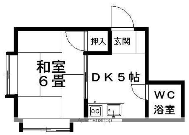 みどり荘(1DK/3階)の間取り写真