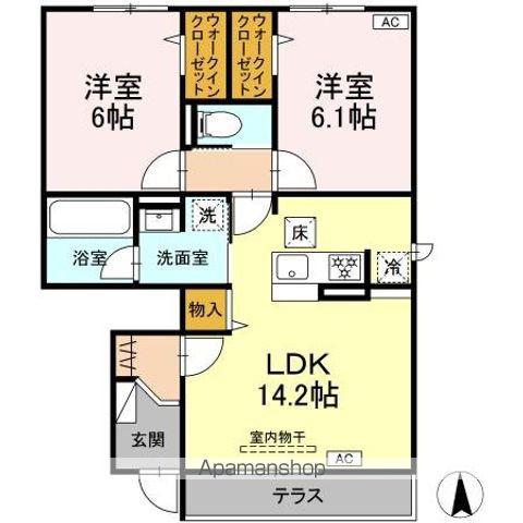 ミモザ・ヴェルデ(2LDK/1階)の間取り写真
