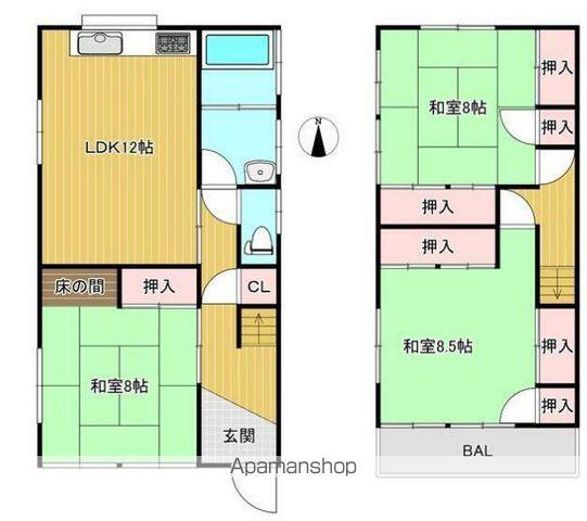 京成電鉄本線 京成小岩駅 徒歩18分 2階建 築42年(3LDK)の間取り写真