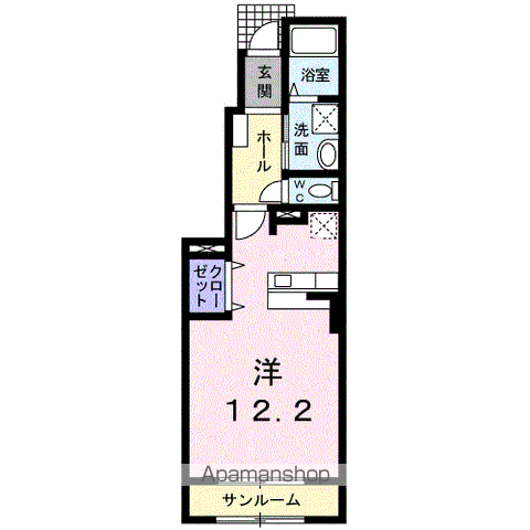 バーミィNANOHANAⅡ(ワンルーム/1階)の間取り写真