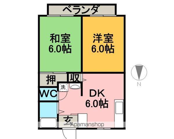 グリーンハイツ(2DK/2階)の間取り写真