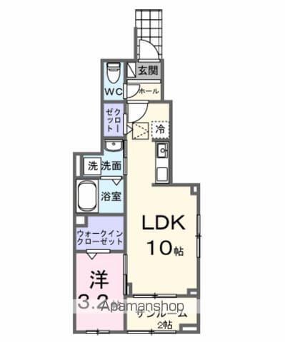 グランソレイユ(1LDK/1階)の間取り写真